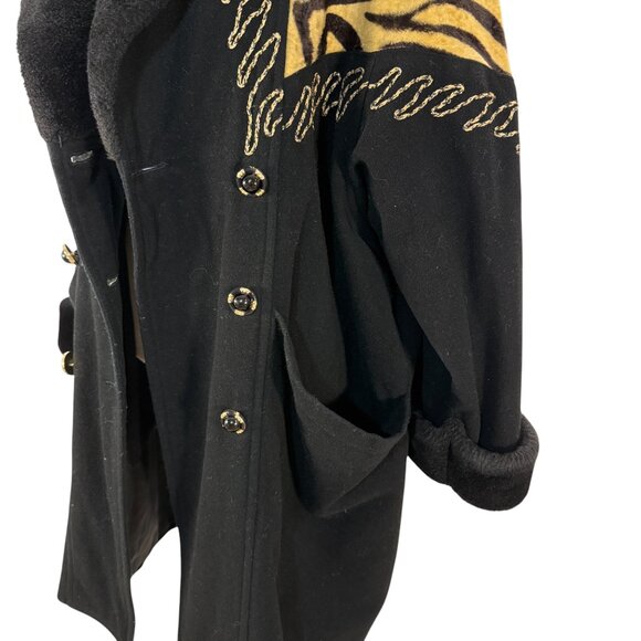 Vintage Zebra oversized faux fur Collar statement Coat/Jacket - Picture 4 of 10
